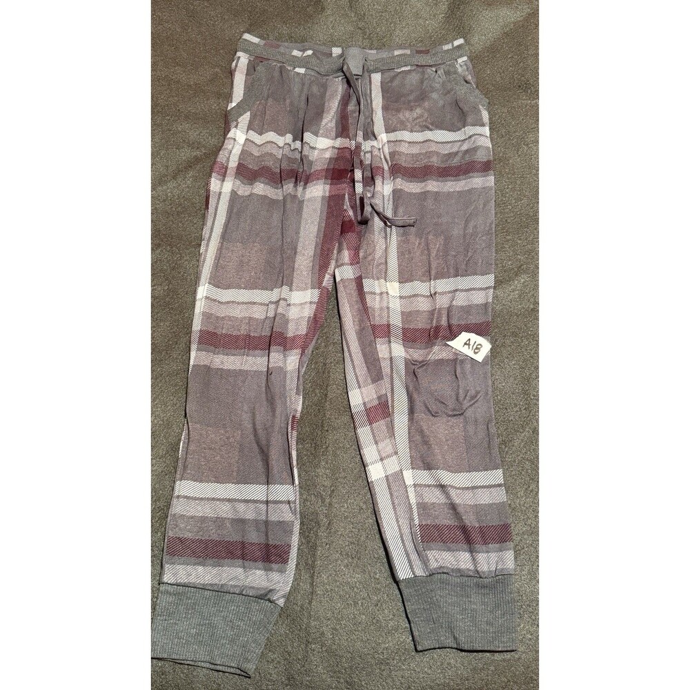Joyspun Womens Pajama Pants L Large 12-14 Brown Red Plaid PJ Bottoms Sleepwear